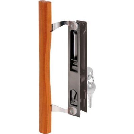 PRIME-LINE Prime-Line® Door Handle Set, Flush, w/Wood Pull and Key, Black Diecast, C 1032 C 1032